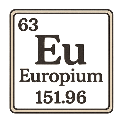 A line art, nostalgic graphic of europium's entry on the periodic table, use a dark color for the lines and text – a t-shirt design