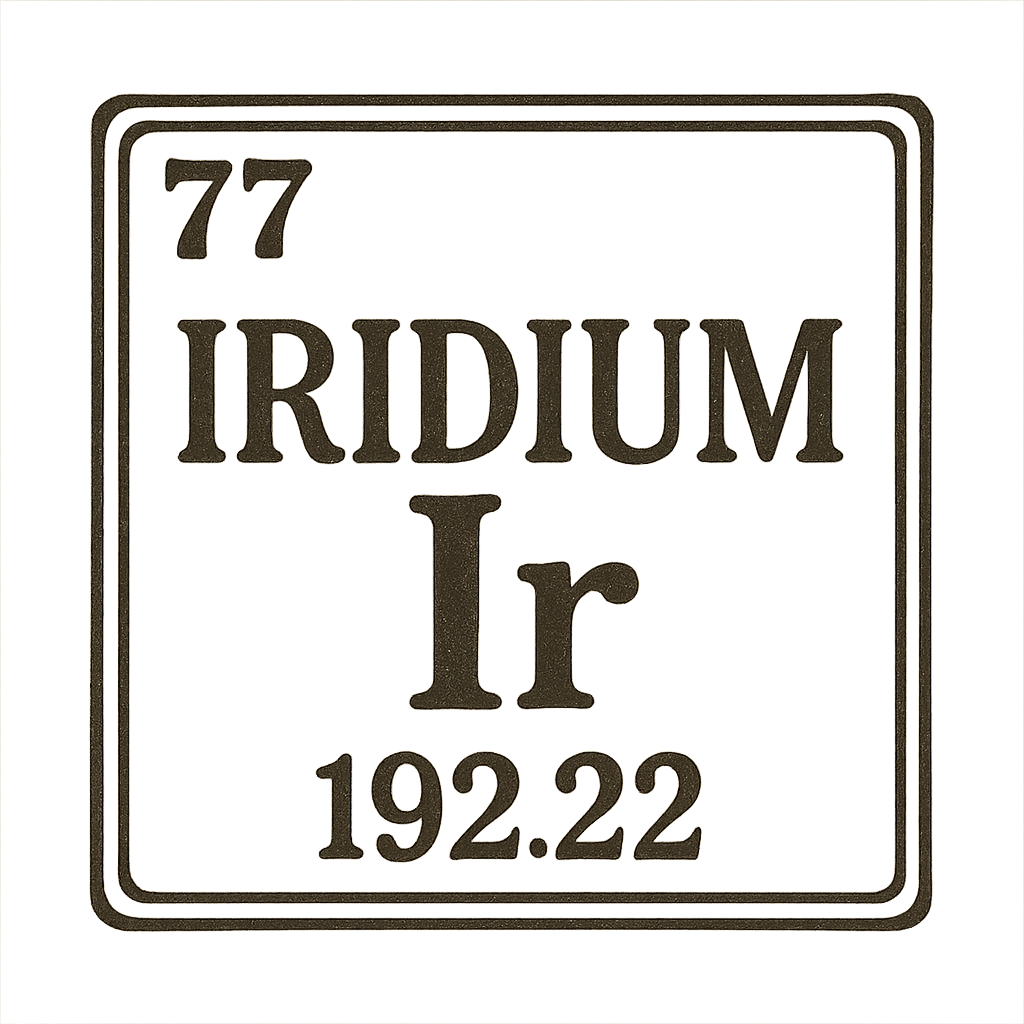 A line art, nostalgic graphic of iridium's entry on the periodic table, use a dark color for the lines and text – a t-shirt design