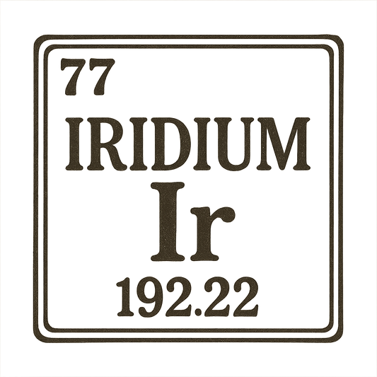 A line art, nostalgic graphic of iridium's entry on the periodic table, use a dark color for the lines and text – a t-shirt design