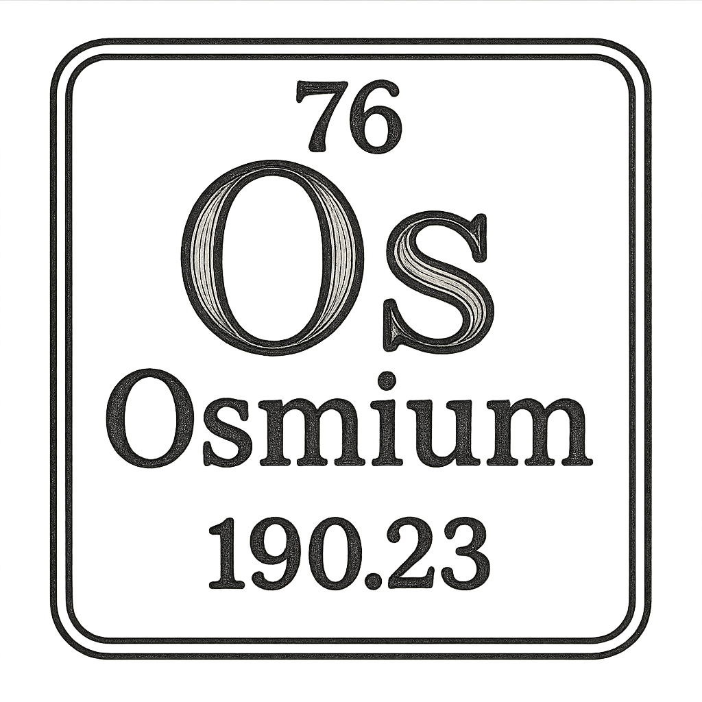 A line art, nostalgic graphic of osmium's entry on the periodic table, use a dark color for the lines and text – a t-shirt design