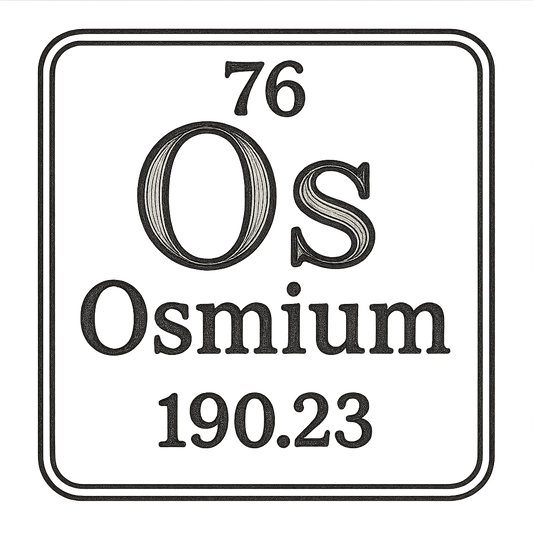 A line art, nostalgic graphic of osmium's entry on the periodic table, use a dark color for the lines and text – a t-shirt design