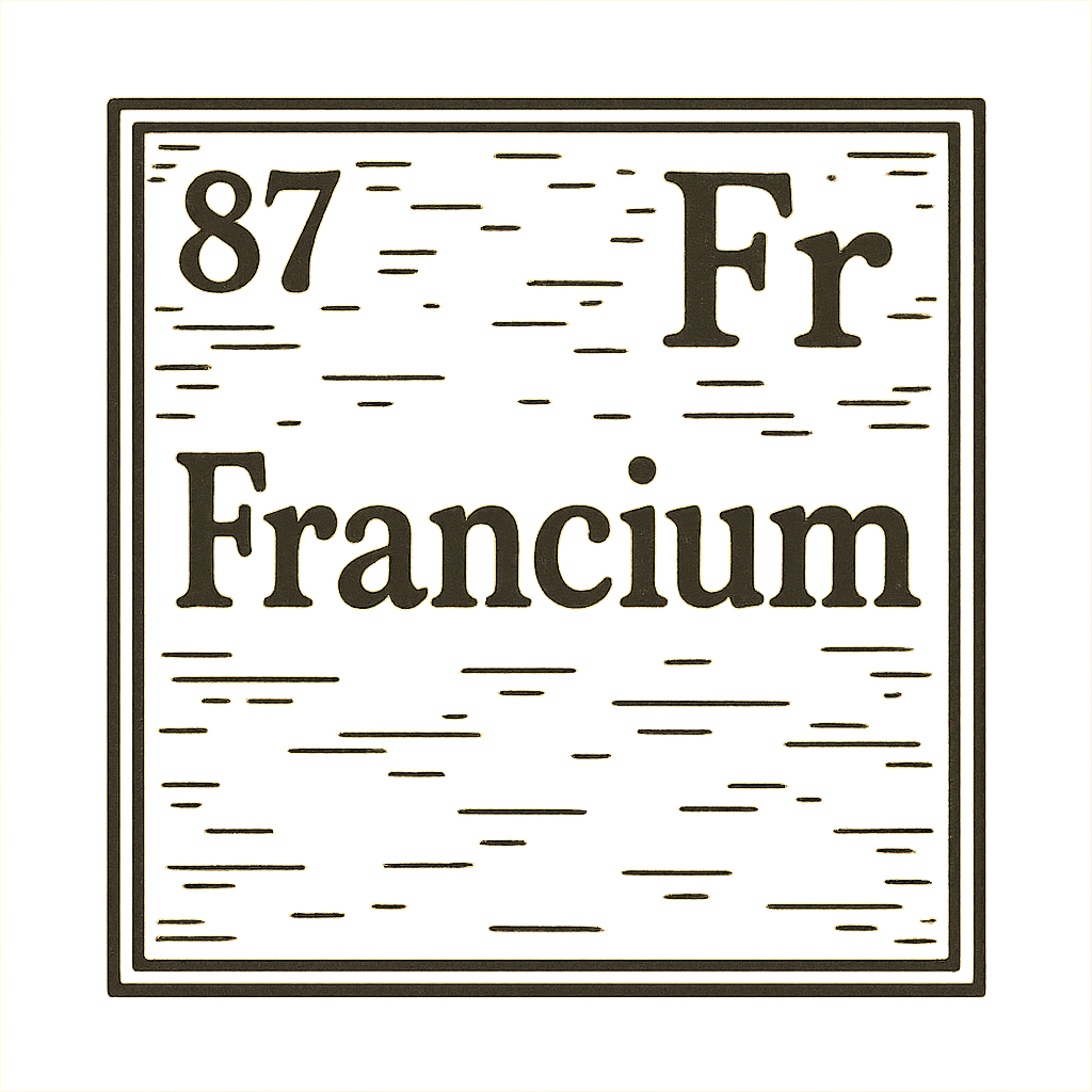 A line art, nostalgic graphic of francium's entry on the periodic table, use a dark color for the lines and text – a t-shirt design