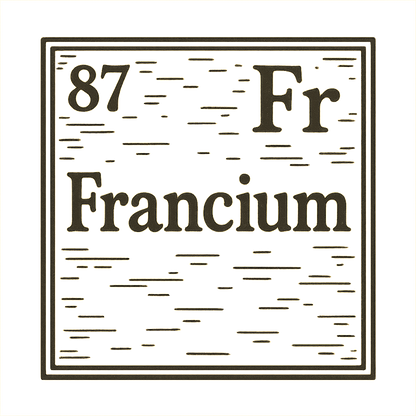 A line art, nostalgic graphic of francium's entry on the periodic table, use a dark color for the lines and text – a t-shirt design
