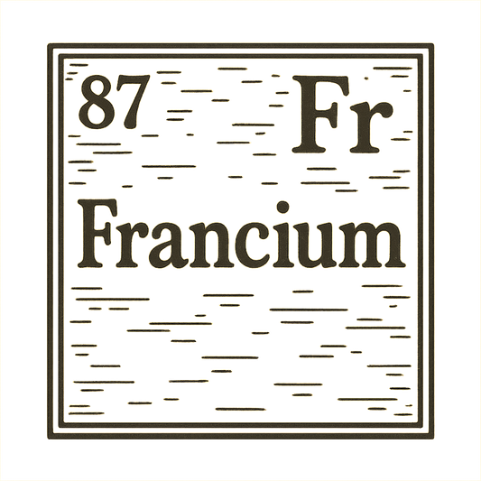 A line art, nostalgic graphic of francium's entry on the periodic table, use a dark color for the lines and text – a t-shirt design
