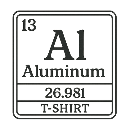 A line art, nostalgic graphic of aluminum's entry on the periodic table, use a dark color for the lines and text – a t-shirt design