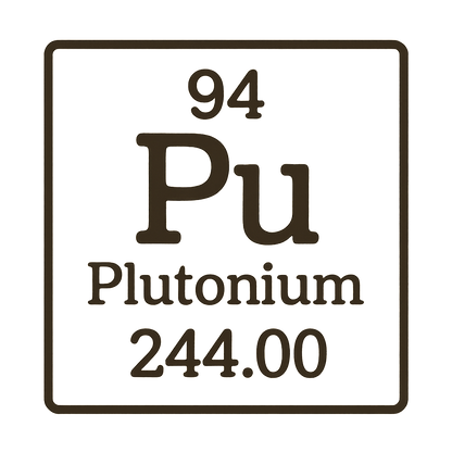 A line art, nostalgic graphic of plutonium's entry on the periodic table, use a dark color for the lines and text – a t-shirt design