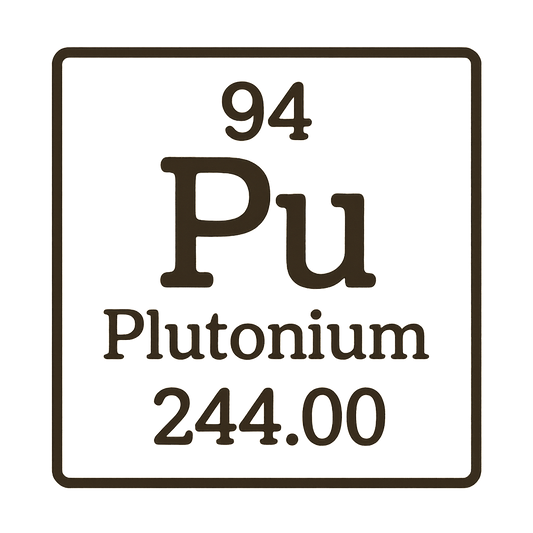 A line art, nostalgic graphic of plutonium's entry on the periodic table, use a dark color for the lines and text – a t-shirt design