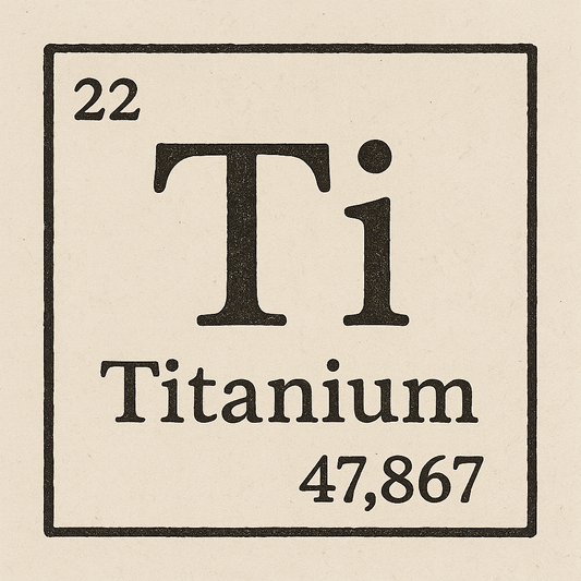 A line art, nostalgic graphic of titanium's entry on the periodic table, use a dark color for the lines and text – a t-shirt design