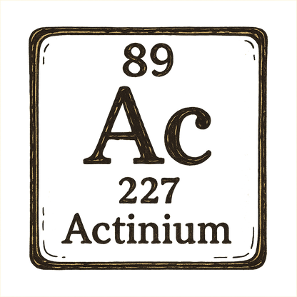 A line art, nostalgic graphic of actinium's entry on the periodic table, use a dark color for the lines and text – a t-shirt design