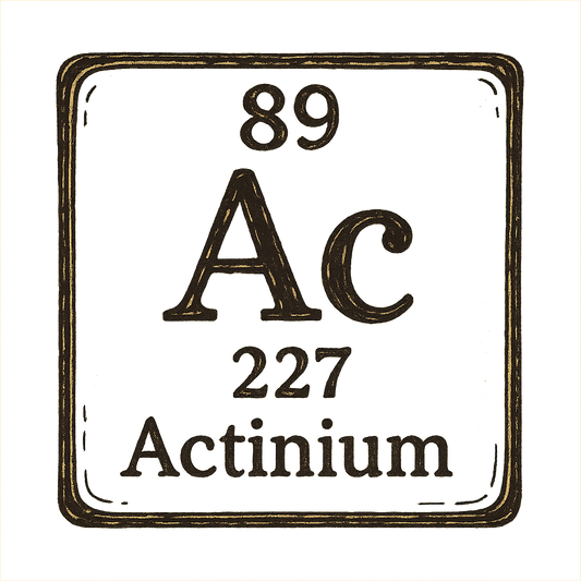 A line art, nostalgic graphic of actinium's entry on the periodic table, use a dark color for the lines and text – a t-shirt design