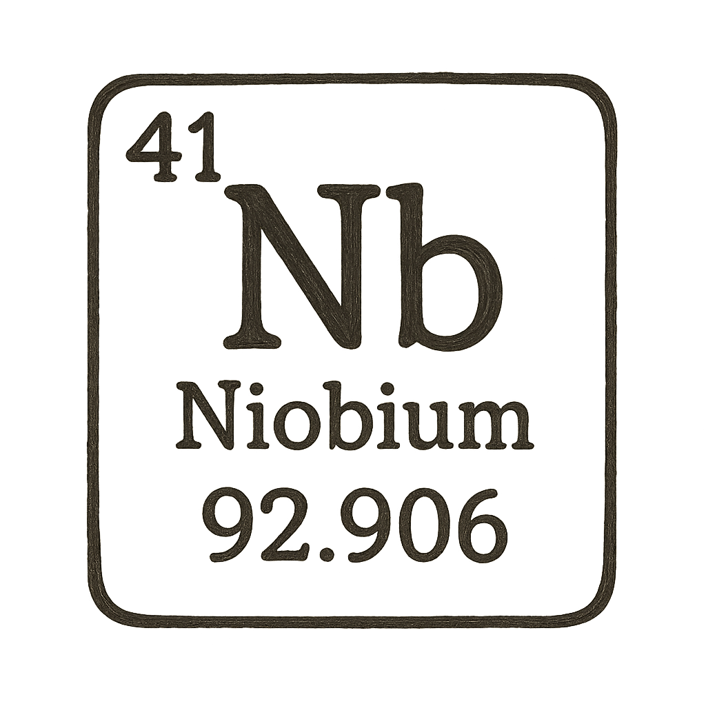 A line art, nostalgic graphic of niobium's entry on the periodic table, use a dark color for the lines and text – a t-shirt design