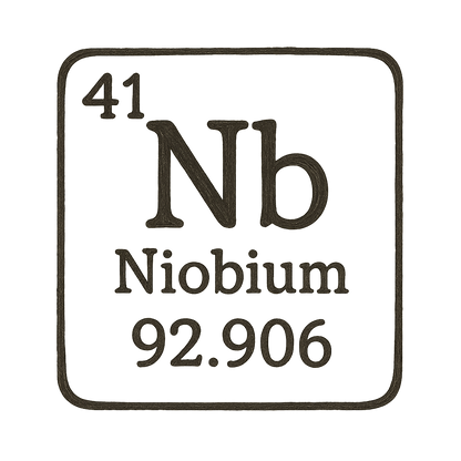 A line art, nostalgic graphic of niobium's entry on the periodic table, use a dark color for the lines and text – a t-shirt design