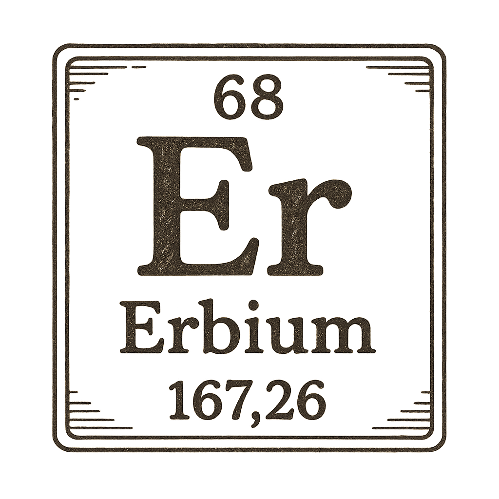 A line art, nostalgic graphic of erbium's entry on the periodic table, use a dark color for the lines and text – a t-shirt design