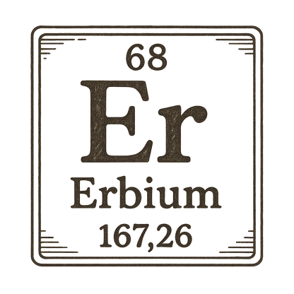 A line art, nostalgic graphic of erbium's entry on the periodic table, use a dark color for the lines and text – a t-shirt design