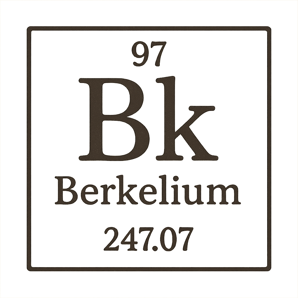 A line art, nostalgic graphic of berkelium's entry on the periodic table, use a dark color for the lines and text – a t-shirt design