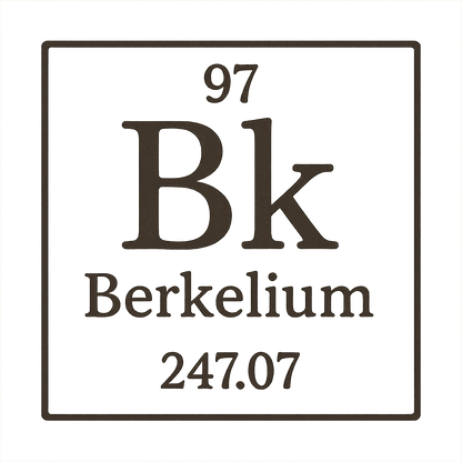 A line art, nostalgic graphic of berkelium's entry on the periodic table, use a dark color for the lines and text – a t-shirt design