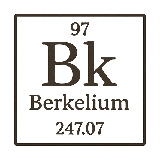 A line art, nostalgic graphic of berkelium's entry on the periodic table, use a dark color for the lines and text – a t-shirt design