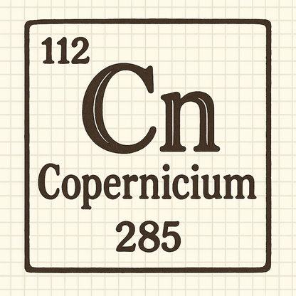A line art, nostalgic graphic of copernicium's entry on the periodic table, use a dark color for the lines and text – a t-shirt design