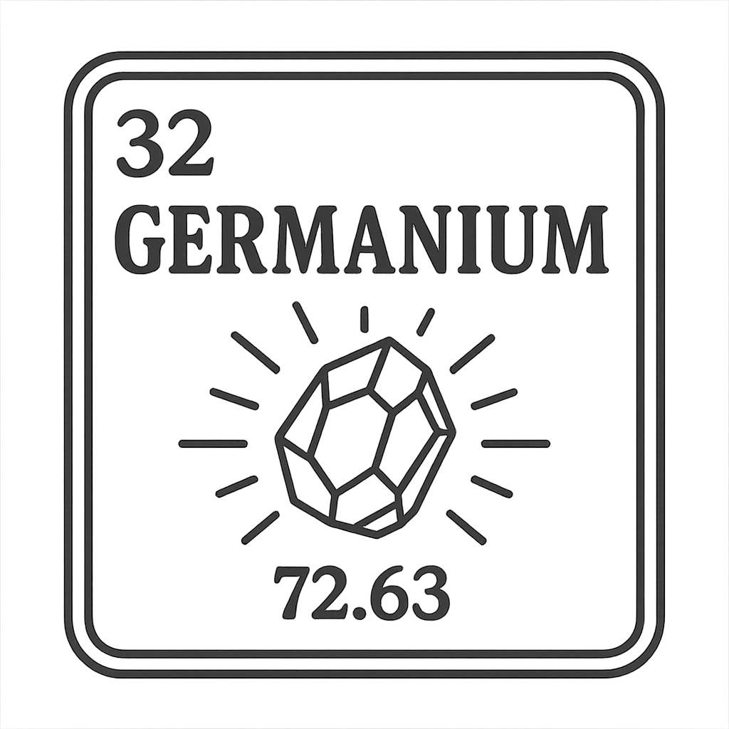A line art, nostalgic graphic of germanium's entry on the periodic table, use a dark color for the lines and text – a t-shirt design