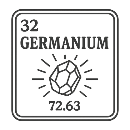 A line art, nostalgic graphic of germanium's entry on the periodic table, use a dark color for the lines and text – a t-shirt design