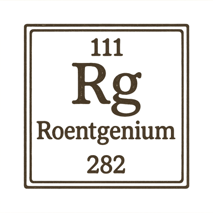 A line art, nostalgic graphic of roentgenium's entry on the periodic table, use a dark color for the lines and text – a t-shirt design