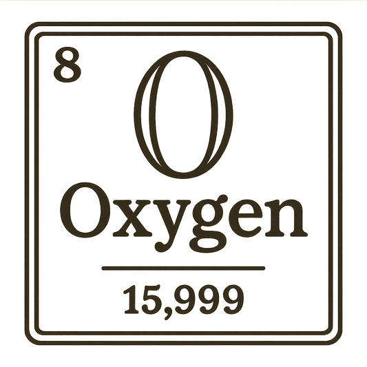 A line art, nostalgic graphic of oxygen's entry on the periodic table, use a dark color for the lines and text – a t-shirt design